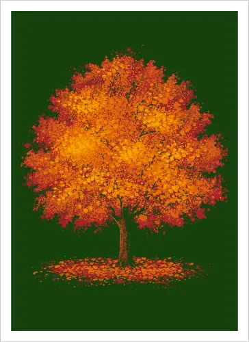 Impressionist autumn - nature, tree, leaves, forest, orange, seasons, autumn, halloween - Kunstdruck