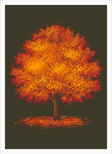 Impressionist autumn - nature, tree, leaves, forest, orange, seasons, autumn, halloween - Kunstdruck