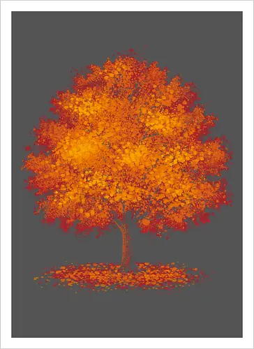 Impressionist autumn - nature, tree, leaves, forest, orange, seasons, autumn, halloween - Kunstdruck