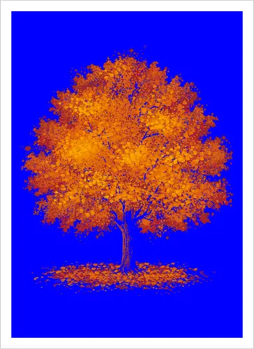 Impressionist autumn - nature, tree, leaves, forest, orange, seasons, autumn, halloween - Kunstdruck