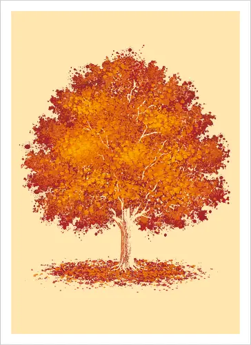 Impressionist autumn - nature, tree, leaves, forest, orange, seasons, autumn, halloween - Kunstdruck