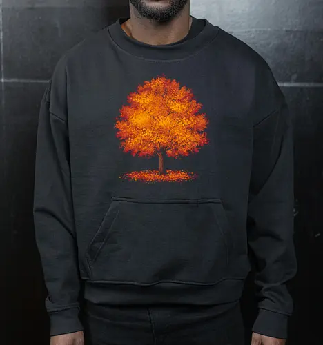 Impressionist autumn - nature, tree, leaves, forest, orange, seasons, autumn, halloween - Cropped Sweatshirt