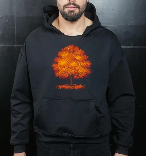 Impressionist autumn - nature, tree, leaves, forest, orange, seasons, autumn, halloween - Cropped Hoodie