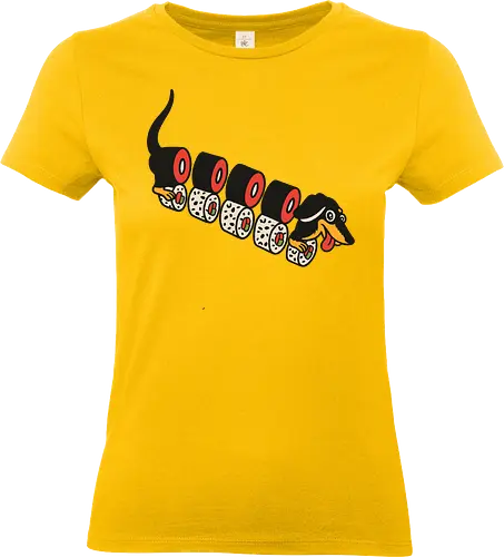 Wiener Roll - Dachshund, sushi, dog, sausage dog, wiener dog, art print, t-shirt design, funny, cute, humorous, food art, animal lover gift, Japanese food, minimalist, dog lover, pet owner, sushi lover - Standard T-Shirt (Frauen)