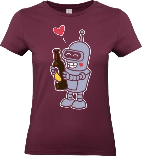 Bender's True Love - heart, bottle, booze, Bender, beer, robot, love  cartoon, animation, funny, humor, meme  fan art, pop culture, Matt Groening, parody  cute, adorable - Standard T-Shirt (Frauen)