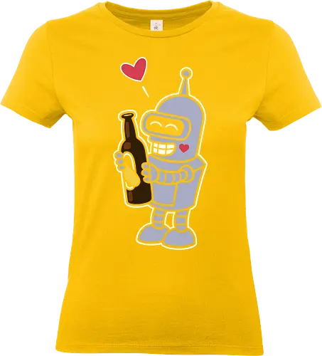 Bender's True Love - heart, bottle, booze, Bender, beer, robot, love  cartoon, animation, funny, humor, meme  fan art, pop culture, Matt Groening, parody  cute, adorable - Standard T-Shirt (Frauen)