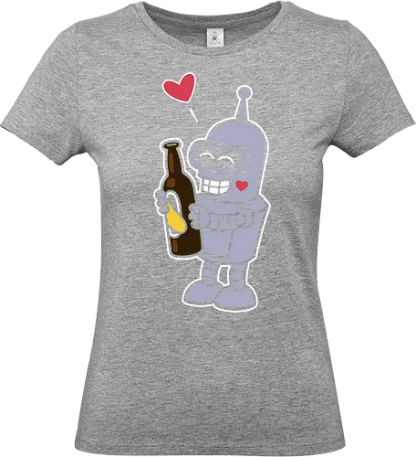 Bender's True Love - heart, bottle, booze, Bender, beer, robot, love  cartoon, animation, funny, humor, meme  fan art, pop culture, Matt Groening, parody  cute, adorable - Standard T-Shirt (Frauen)