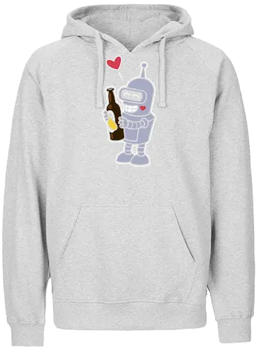 Bender's True Love - heart, bottle, booze, Bender, beer, robot, love  cartoon, animation, funny, humor, meme  fan art, pop culture, Matt Groening, parody  cute, adorable - Fairtrade Hoodie