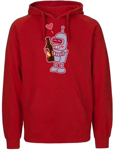Bender's True Love - heart, bottle, booze, Bender, beer, robot, love  cartoon, animation, funny, humor, meme  fan art, pop culture, Matt Groening, parody  cute, adorable - Fairtrade Hoodie