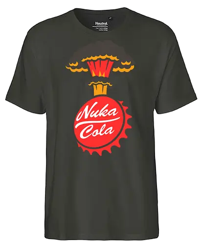 Nuka-Cola Fallout - Nuka-Cola, Fallout, video game, nuclear, apocalypse  gaming, retro-futuristic, mushroom cloud, bottle cap, wasteland  Bethesda, vault dweller, pip-boy, fan art, pop culture  geek, nerd, gamer, sci-fi, war never changes - Fairtrade T-Shirt