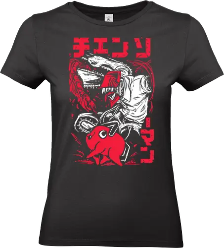 Denji and Pochita man - Chainsaw - Kawaii, Anime, Manga, Tokyo, Angry, Japanese Art, Aesthetic, Manga Style, Zylixzen, Aggressive, Gamer, Otaku, Gift, Cool, Horror - Standard T-Shirt (Frauen)