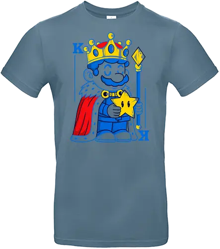 King of Stars - king of stars, retro game art, mario parody, video game nostalgia, mustache hero, pop art design, gamer fashion, geek style, magical star, nerd culture, funny king art, unique graphic tee, crown and star, retro vibes, cosplay inspired - Standard T-Shirt