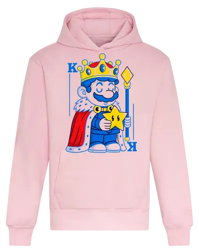 King of Stars - king of stars, retro game art, mario parody, video game nostalgia, mustache hero, pop art design, gamer fashion, geek style, magical star, nerd culture, funny king art, unique graphic tee, crown and star, retro vibes, cosplay inspired - Heavyweight Hoodie