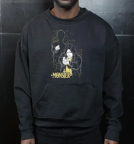 Kenzo Tenma - Monster - Kawaii, Anime, Manga, Tokyo, Angry, Japanese Art, Aesthetic, Manga Style, Zylixzen, Aggressive, Gamer, Otaku, Gift, Cool - Cropped Sweatshirt