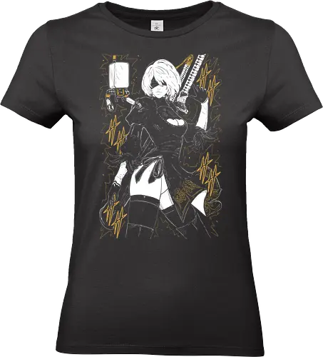 2B - Automata Automata - Kawaii, Anime, Manga, Tokyo, Angry, Japanese Art, Aesthetic, Manga Style, Zylixzen, Aggressive, Gamer, Otaku, Gift, Cool - Standard T-Shirt (Frauen)