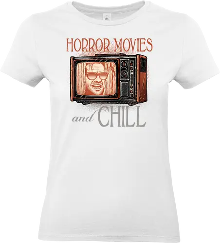 Horror Movies and Chill - Horror, Halloween, horror movies, villain, classic horror, funny, humor, chill, relax - Standard T-Shirt (Frauen)