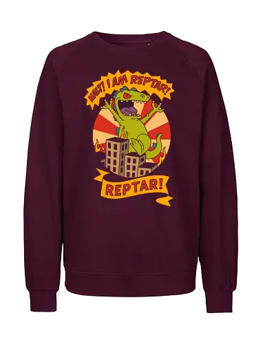 King Reptar - Reptar, Rugrats, Nickelodeon, 90s cartoon, 90s nostalgia, classic cartoon, Reptar bar, Angelica Pickles, vintage art, retro, fan art, t-shirt design, art print, pop culture, geek art, throwback - Fairtrade Sweatshirt
