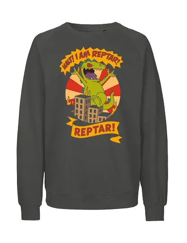 King Reptar - Reptar, Rugrats, Nickelodeon, 90s cartoon, 90s nostalgia, classic cartoon, Reptar bar, Angelica Pickles, vintage art, retro, fan art, t-shirt design, art print, pop culture, geek art, throwback - Fairtrade Sweatshirt