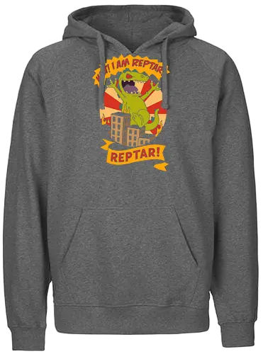 King Reptar - Reptar, Rugrats, Nickelodeon, 90s cartoon, 90s nostalgia, classic cartoon, Reptar bar, Angelica Pickles, vintage art, retro, fan art, t-shirt design, art print, pop culture, geek art, throwback - Fairtrade Hoodie
