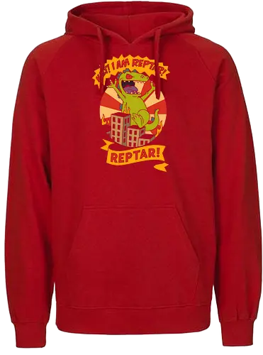King Reptar - Reptar, Rugrats, Nickelodeon, 90s cartoon, 90s nostalgia, classic cartoon, Reptar bar, Angelica Pickles, vintage art, retro, fan art, t-shirt design, art print, pop culture, geek art, throwback - Fairtrade Hoodie