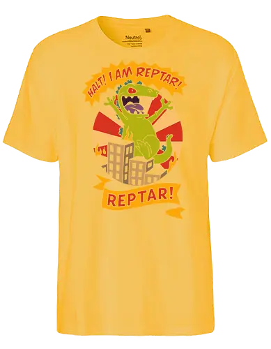 King Reptar - Reptar, Rugrats, Nickelodeon, 90s cartoon, 90s nostalgia, classic cartoon, Reptar bar, Angelica Pickles, vintage art, retro, fan art, t-shirt design, art print, pop culture, geek art, throwback - Fairtrade T-Shirt