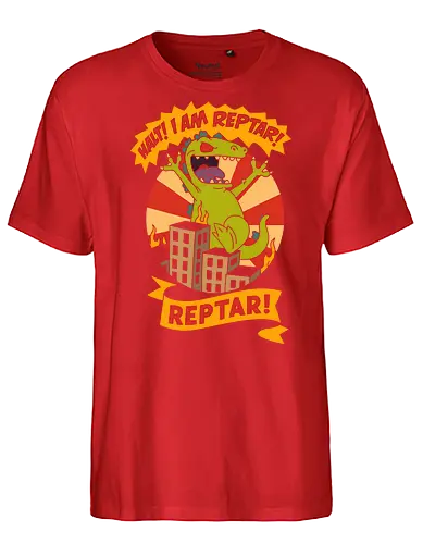 King Reptar - Reptar, Rugrats, Nickelodeon, 90s cartoon, 90s nostalgia, classic cartoon, Reptar bar, Angelica Pickles, vintage art, retro, fan art, t-shirt design, art print, pop culture, geek art, throwback - Fairtrade T-Shirt