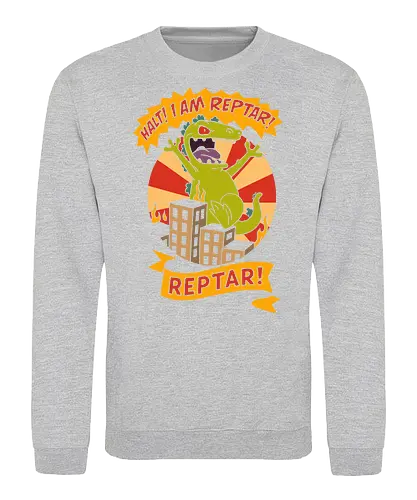 King Reptar - Reptar, Rugrats, Nickelodeon, 90s cartoon, 90s nostalgia, classic cartoon, Reptar bar, Angelica Pickles, vintage art, retro, fan art, t-shirt design, art print, pop culture, geek art, throwback - Sweatshirt