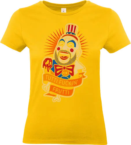 Tutti Fuckin' Frutti - Captain Spaulding, Tutti Fuckin' Frutti, House of 1000 Corpses, Rob Zombie, horror movie, cult classic, horror fan, clown, art print, t-shirt design, fan art, edgy, controversial, Firefly family, spooky, pop culture, Sid Haig - Standard T-Shirt (Frauen)