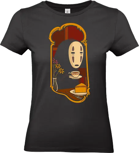 Afternoon Tea with  - Spirited Away, famous anime, anime, manga, art print, t-shirt design, Hayao Miyazaki, fan art, Japanese animation, tea, cute, minimalist, serene, geek art, movie fan gift - Standard T-Shirt (Frauen)