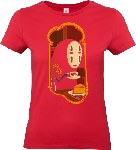 Afternoon Tea with  - Spirited Away, famous anime, anime, manga, art print, t-shirt design, Hayao Miyazaki, fan art, Japanese animation, tea, cute, minimalist, serene, geek art, movie fan gift - Standard T-Shirt (Frauen)