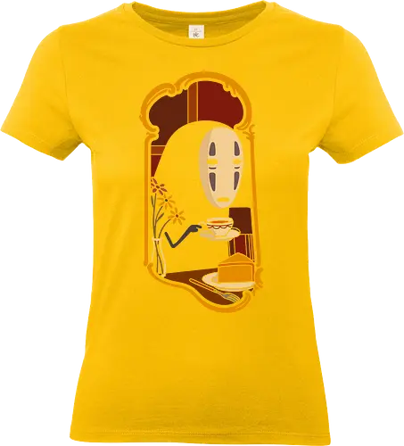Afternoon Tea with  - Spirited Away, famous anime, anime, manga, art print, t-shirt design, Hayao Miyazaki, fan art, Japanese animation, tea, cute, minimalist, serene, geek art, movie fan gift - Standard T-Shirt (Frauen)