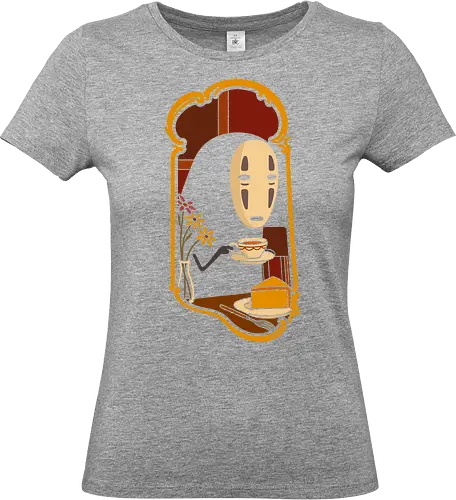 Afternoon Tea with  - Spirited Away, famous anime, anime, manga, art print, t-shirt design, Hayao Miyazaki, fan art, Japanese animation, tea, cute, minimalist, serene, geek art, movie fan gift - Standard T-Shirt (Frauen)