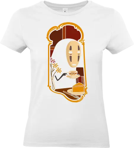 Afternoon Tea with  - Spirited Away, famous anime, anime, manga, art print, t-shirt design, Hayao Miyazaki, fan art, Japanese animation, tea, cute, minimalist, serene, geek art, movie fan gift - Standard T-Shirt (Frauen)