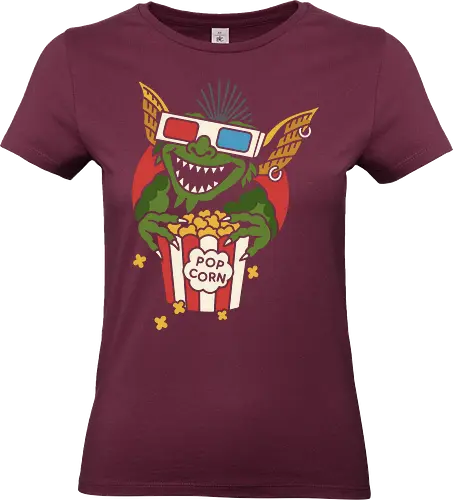 Popcorn Gremlin - Gremlins, Gizmo, classic movie, 80s movie, horror-comedy, fan art, t-shirt design, art print, pop culture, geek art, movie night, monster, popcorn, retro, throwback, cinema, horror fan - Standard T-Shirt (Frauen)