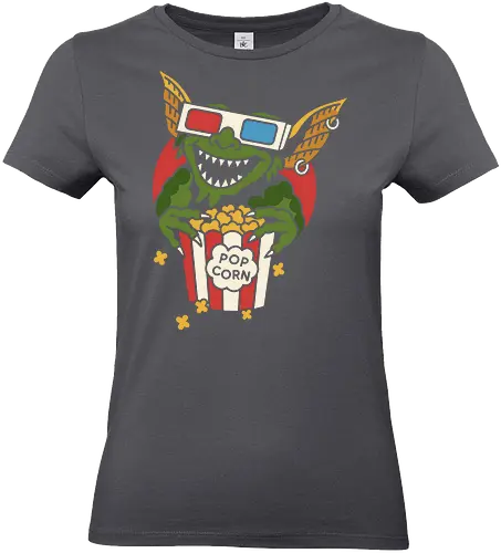 Popcorn Gremlin - Gremlins, Gizmo, classic movie, 80s movie, horror-comedy, fan art, t-shirt design, art print, pop culture, geek art, movie night, monster, popcorn, retro, throwback, cinema, horror fan - Standard T-Shirt (Frauen)