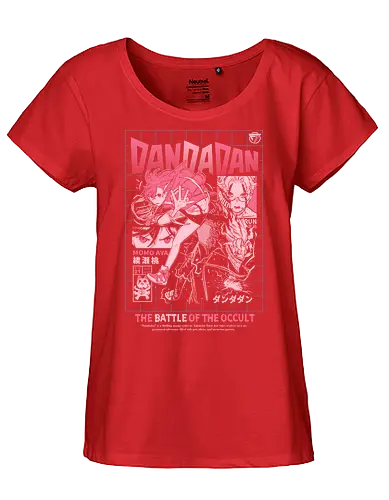 Dandadan The Battle of the Occult - dandadan, anime, dan da dan, dandadan anime, devil, manga, manga girl, momo, momo ayase, okarun, space, turbo granny, ufo, katakura ken, ken katakura - Fairtrade Girl Shirt