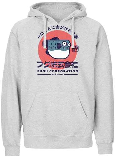 Fugu Corporation - japanese, japan, manga, anime, fish, fugu, retro, vintage, showa, sushi, fun, comedy, joke - Fairtrade Hoodie