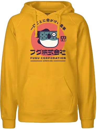 Fugu Corporation - japanese, japan, manga, anime, fish, fugu, retro, vintage, showa, sushi, fun, comedy, joke - Fairtrade Hoodie