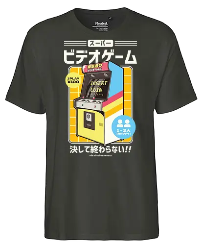 Japanese Retro Arcade - games, retro, vintage, classic, gamer, gaming, japanese, japan, videogames, arcade, cabin - Fairtrade T-Shirt