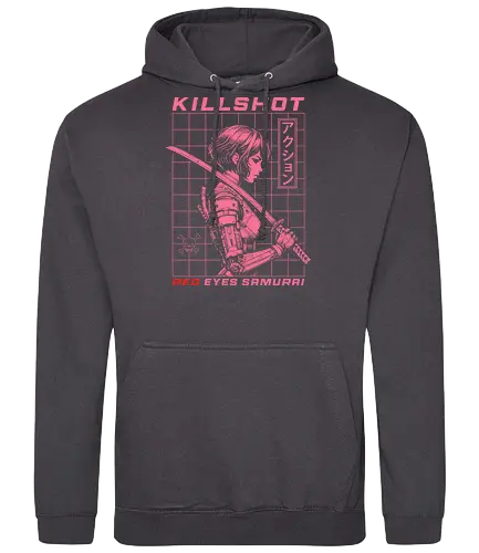 Red Eyes Samurai - samurai girl, japanese, anime, anime girls, katana, sword, cyberpunk, pink, red eyes, killshot, samurai, samurai warrior - Standard Hoodie