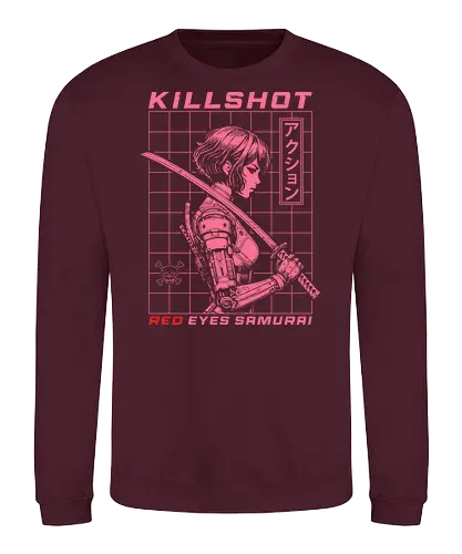 Red Eyes Samurai - samurai girl, japanese, anime, anime girls, katana, sword, cyberpunk, pink, red eyes, killshot, samurai, samurai warrior - Sweatshirt