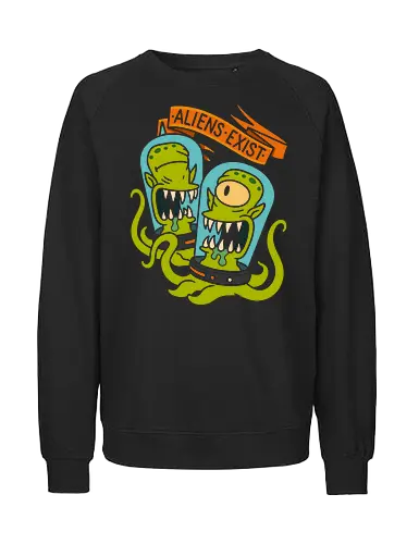  They Live Among Us - Aliens exist, alien, sci-fi, science fiction, vintage sci-fi, conspiracy theory, UFO, retro, fan art, t-shirt design, art print, monster, tentacle, funny, geek art, space, extraterrestrial - Fairtrade Sweatshirt