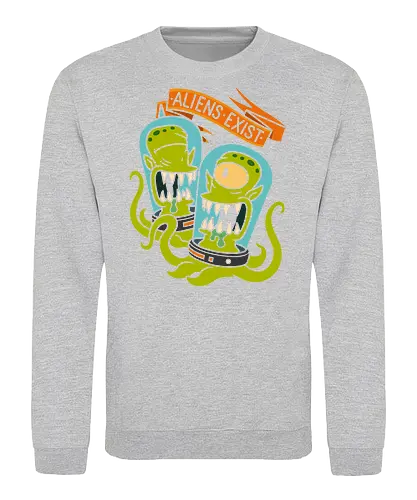  They Live Among Us - Aliens exist, alien, sci-fi, science fiction, vintage sci-fi, conspiracy theory, UFO, retro, fan art, t-shirt design, art print, monster, tentacle, funny, geek art, space, extraterrestrial - Sweatshirt