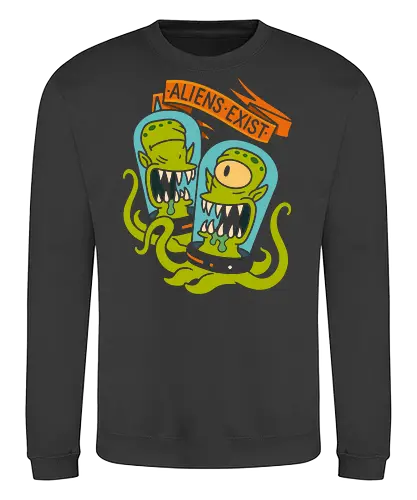  They Live Among Us - Aliens exist, alien, sci-fi, science fiction, vintage sci-fi, conspiracy theory, UFO, retro, fan art, t-shirt design, art print, monster, tentacle, funny, geek art, space, extraterrestrial - Sweatshirt