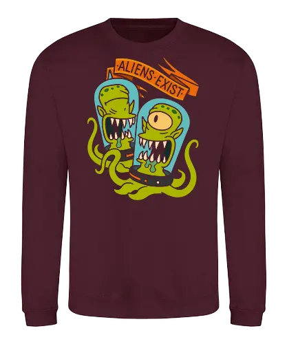  They Live Among Us - Aliens exist, alien, sci-fi, science fiction, vintage sci-fi, conspiracy theory, UFO, retro, fan art, t-shirt design, art print, monster, tentacle, funny, geek art, space, extraterrestrial - Sweatshirt
