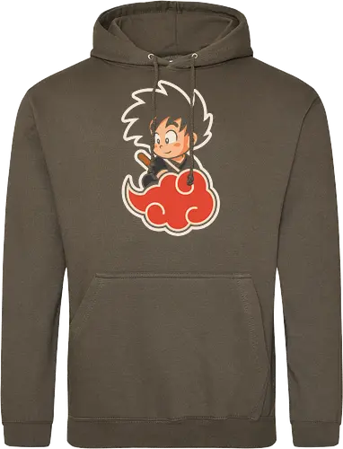 Cute Kid Goku - Kid Goku, Goku, Dragon, Flying Nimbus, anime, manga, cute, kawaii, classic anime, retro, fan art, t-shirt design, art print, pop culture, geek art, nostalgic, Chibi, Japanese anime - Standard Hoodie