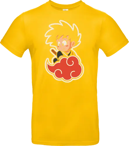 Cute Kid Goku - Kid Goku, Goku, Dragon, Flying Nimbus, anime, manga, cute, kawaii, classic anime, retro, fan art, t-shirt design, art print, pop culture, geek art, nostalgic, Chibi, Japanese anime - Standard T-Shirt
