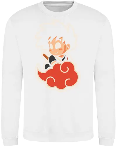 Cute Kid Goku - Kid Goku, Goku, Dragon, Flying Nimbus, anime, manga, cute, kawaii, classic anime, retro, fan art, t-shirt design, art print, pop culture, geek art, nostalgic, Chibi, Japanese anime - Sweatshirt