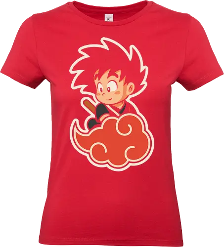 Cute Kid Goku - Kid Goku, Goku, Dragon, Flying Nimbus, anime, manga, cute, kawaii, classic anime, retro, fan art, t-shirt design, art print, pop culture, geek art, nostalgic, Chibi, Japanese anime - Standard T-Shirt (Frauen)