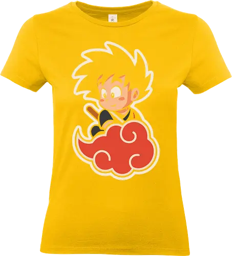 Cute Kid Goku - Kid Goku, Goku, Dragon, Flying Nimbus, anime, manga, cute, kawaii, classic anime, retro, fan art, t-shirt design, art print, pop culture, geek art, nostalgic, Chibi, Japanese anime - Standard T-Shirt (Frauen)